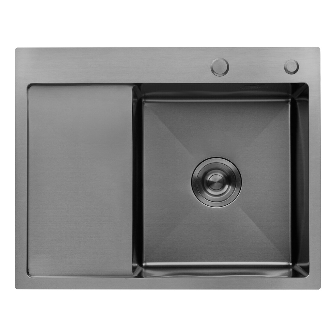 Кухонна мийка Kroner KRP Schwarze - 6350RHM PVD (3.0/1.0 мм) крило ліворуч