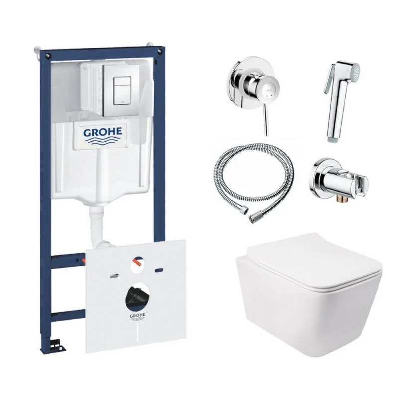 Комплект унітаз з сидінням Qtap Crow + інсталяція Grohe Rapid SL + набір для гігієнічного душу