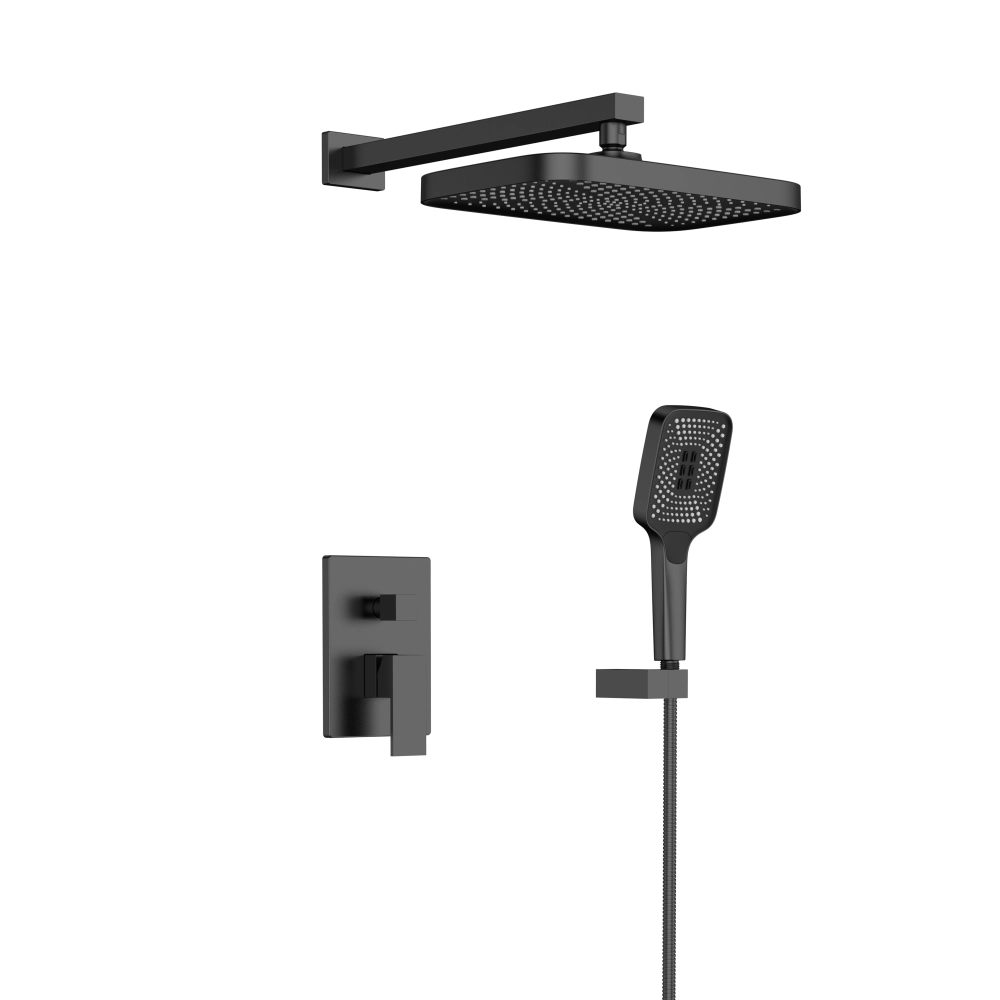 Душовий набір прихованого монтажу (матовий чорний) Qtap Aqauarius