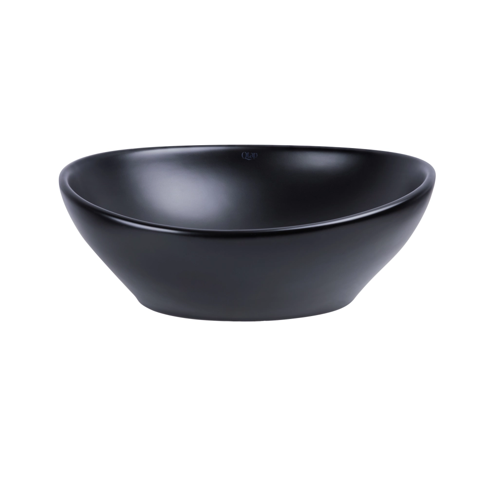 Раковина накладна овальна 415x340x140 мм Qtap Dove у чорному кольорі(46784)
