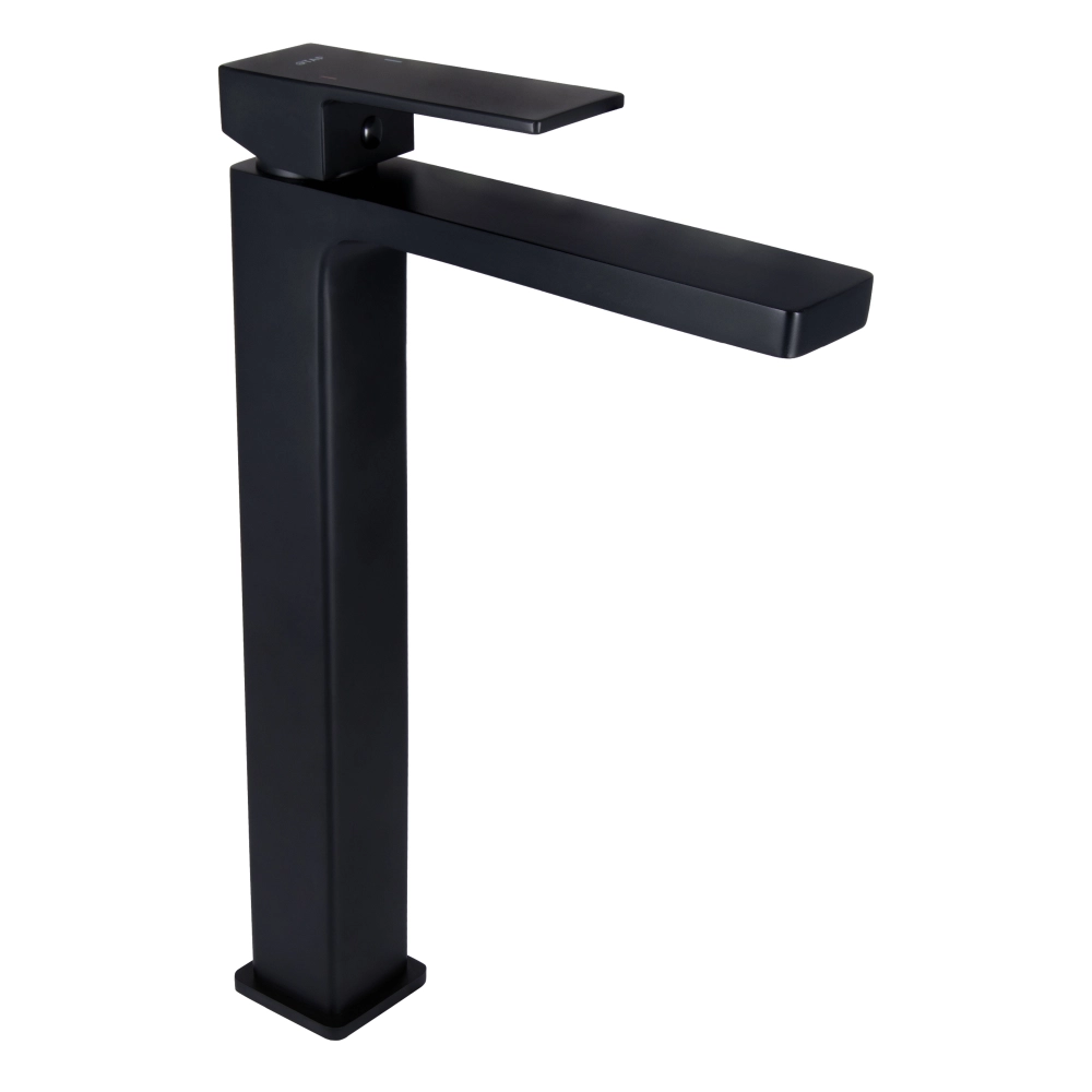 Змішувач для раковини високий Qtap Gemini у чорному кольорі