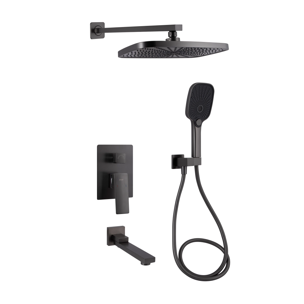 Душова система прихованого монтажу з виливом Qtap Gemini (збройна сталь)