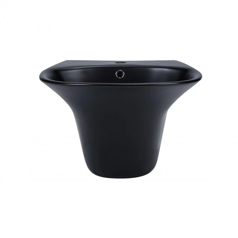 Раковина підвісна моноблок Qtap Virgo 550х430х400 Matt black з донним клапаном