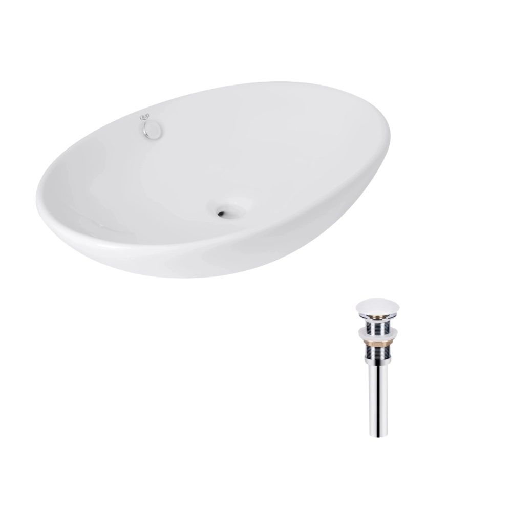 Раковина накладна овальна 635x420x150 мм Qtap Dove + Донний клапан(47309)