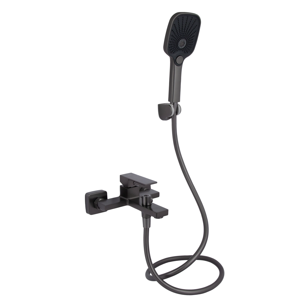 Змішувач для ванни з коротким виливом у кольорі збройна сталь Qtap Gemini