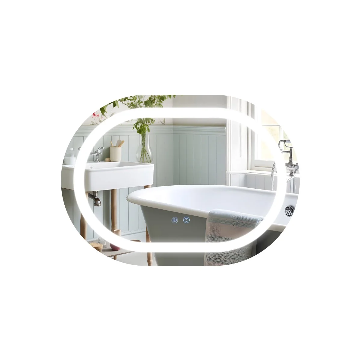 Дзеркало Qtap Gemini 600х800 з LED-підсвічуванням Touch, з антизапотіванням, з димером, рег. темп. кольору (3000-6500K)