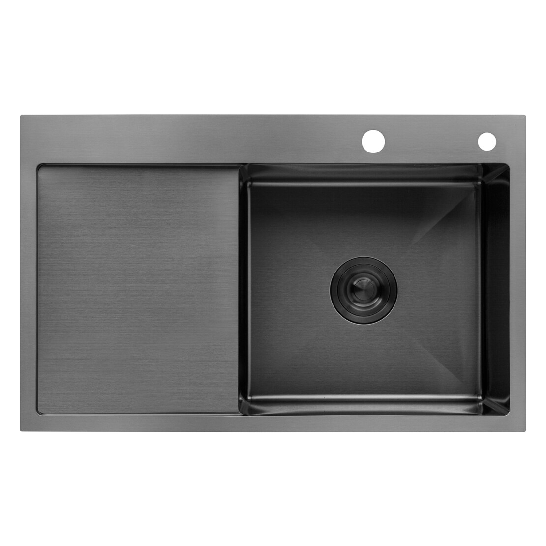 Кухонна мийка Kroner KRP Schwarze - 7849RHM PVD (3.0/1.0 мм) крило ліворуч