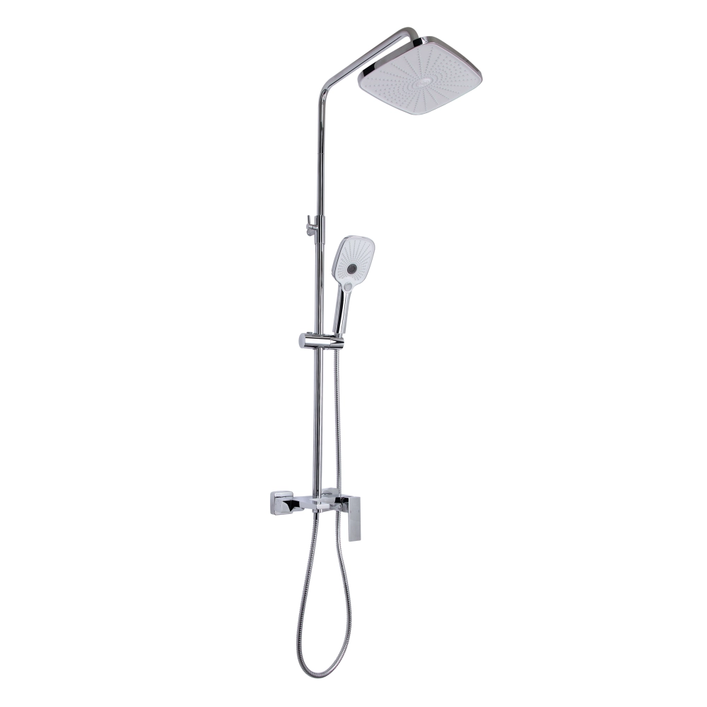Душова система на три споживача (з виливом) хром телескопічна 850-1200 мм Qtap Gemini