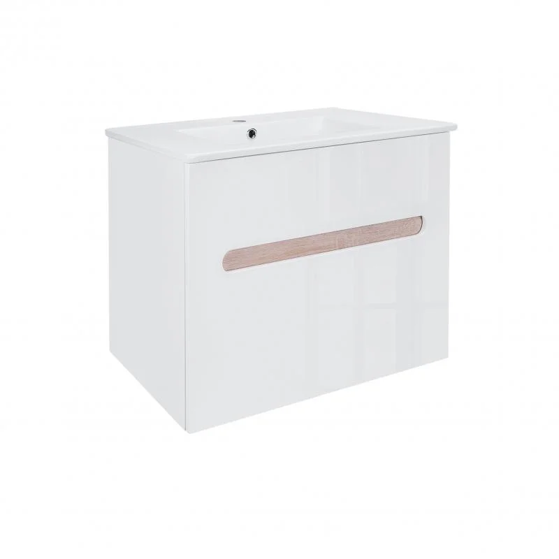 Комплект Qtap Virgo 700х580х437 White/Whitish oak підвісна тумба + раковина врізна