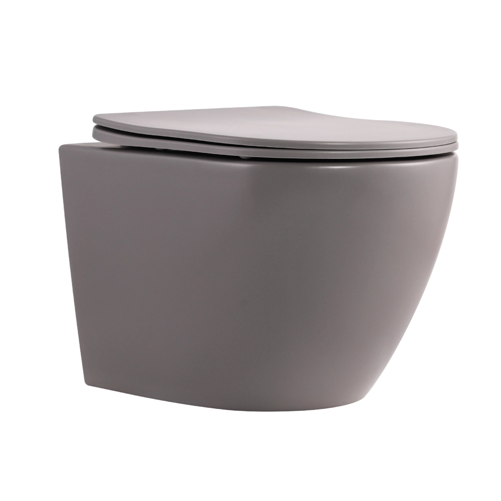 Унітаз підвісний у кольорі кам’яно-сірий 490x365x325 мм з сидінням Slim Duroplast Qtap Robin