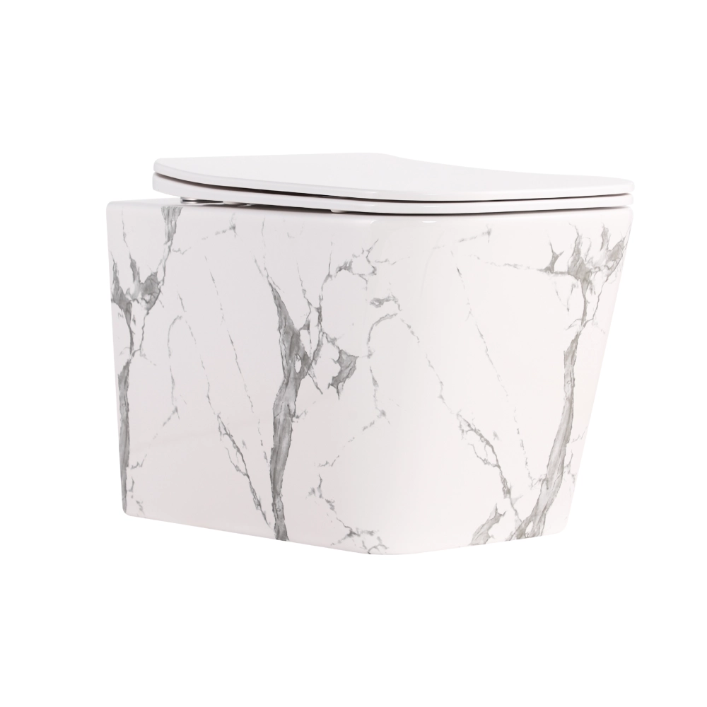 Унітаз підвісний у кольорі мармур 490x365x325 мм з сидінням з мікроліфтом Slim Duroplast Qtap Tern