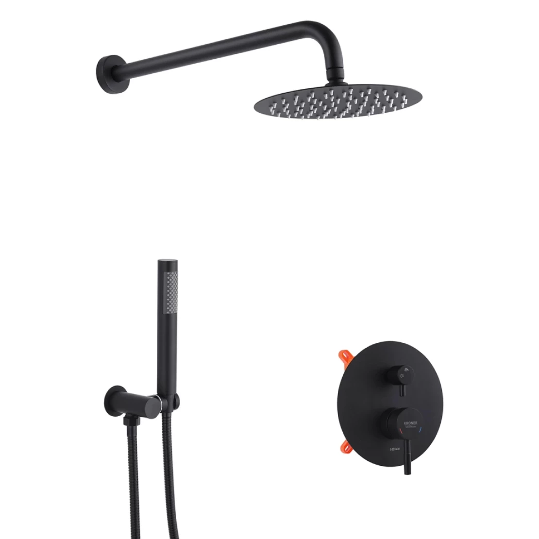 Душова система прихованого монтажу Kroner KRP Edelstahl Klassisch - SCH082 у чорному кольорі