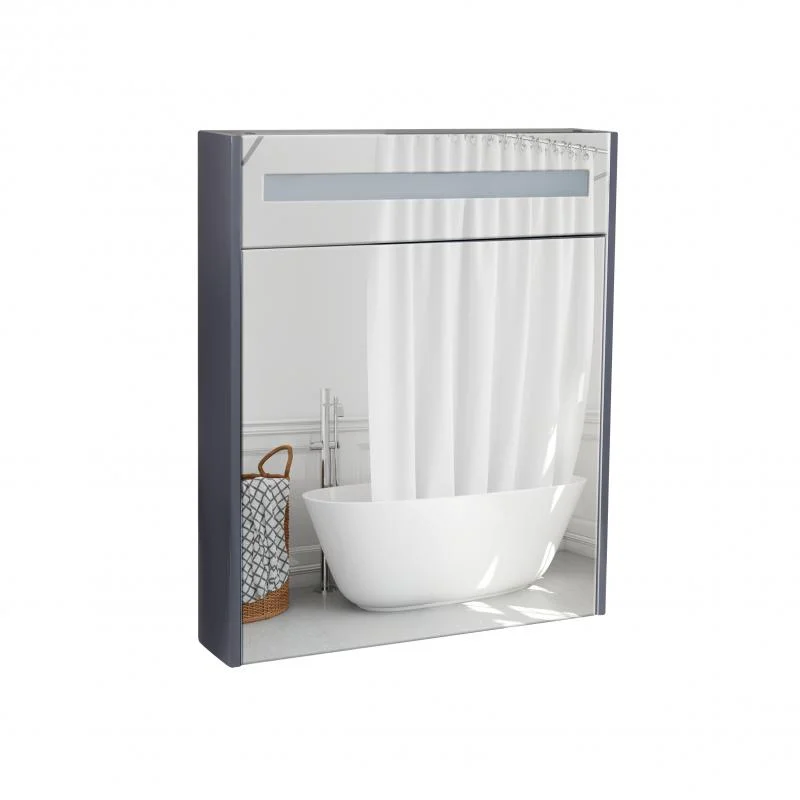 Дзеркальна шафа підвісна Qtap Robin 600х730х145 Graphite з LED-підсвічуванням