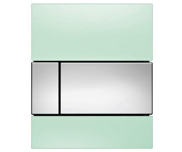 Панель змиву для пісуару з картриджем, зелене скло, хром глянцеві клавіші TECE square