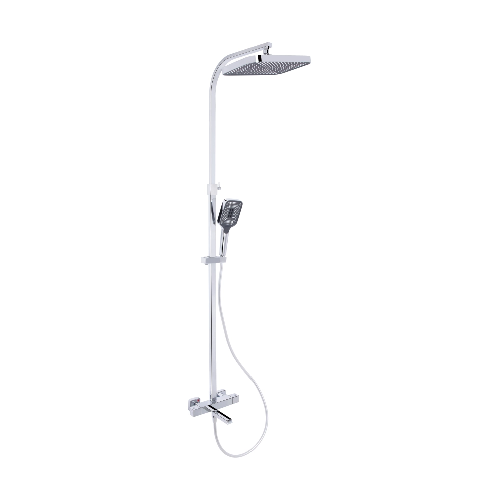 Душова система термостатична (з виливом) з регулюванням висоти Qtap Swan Cascada