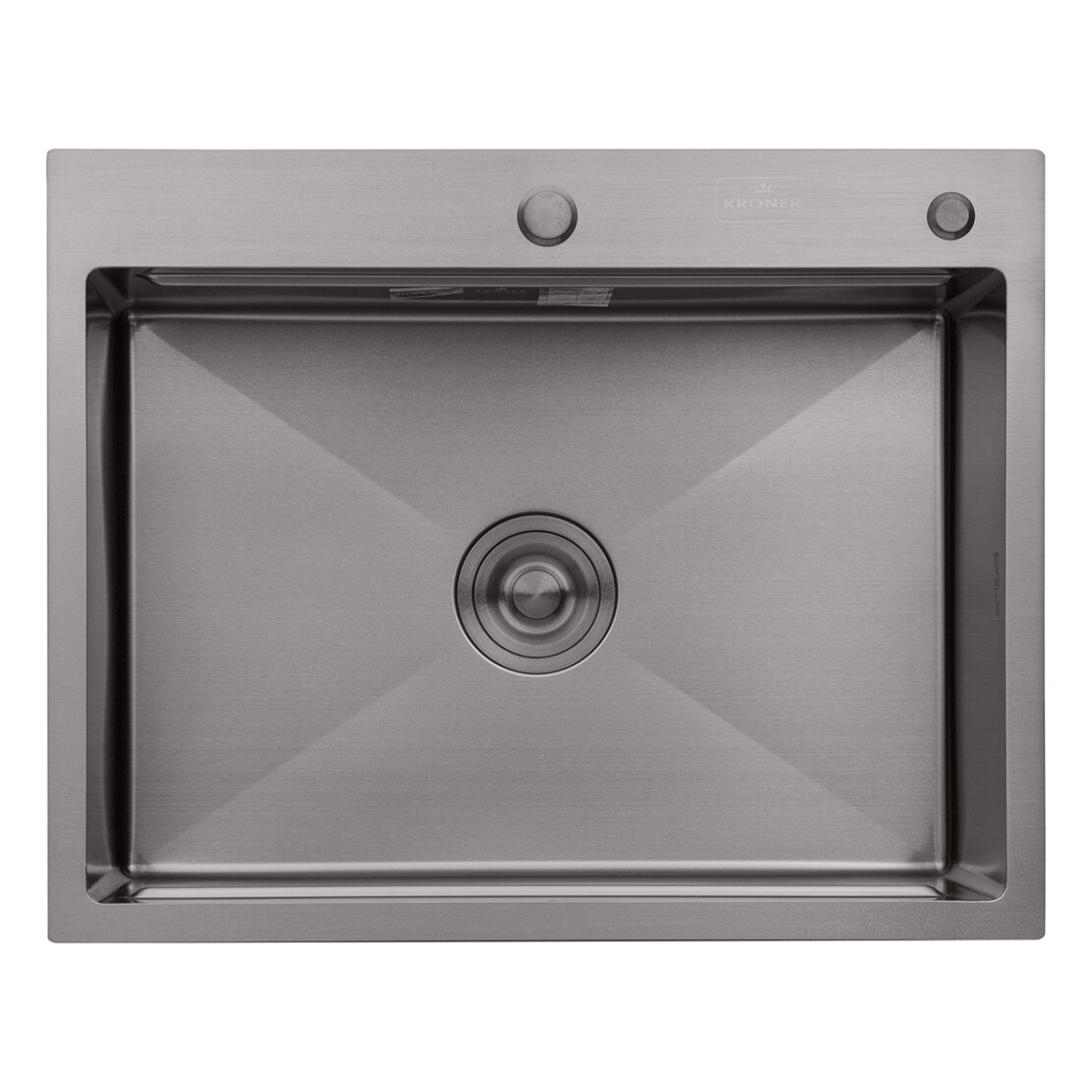 Кухонна мийка Kroner KRP Schwarze - 6350HM PVD (3.0/1.0 мм) у кольорі графіт + сушарка