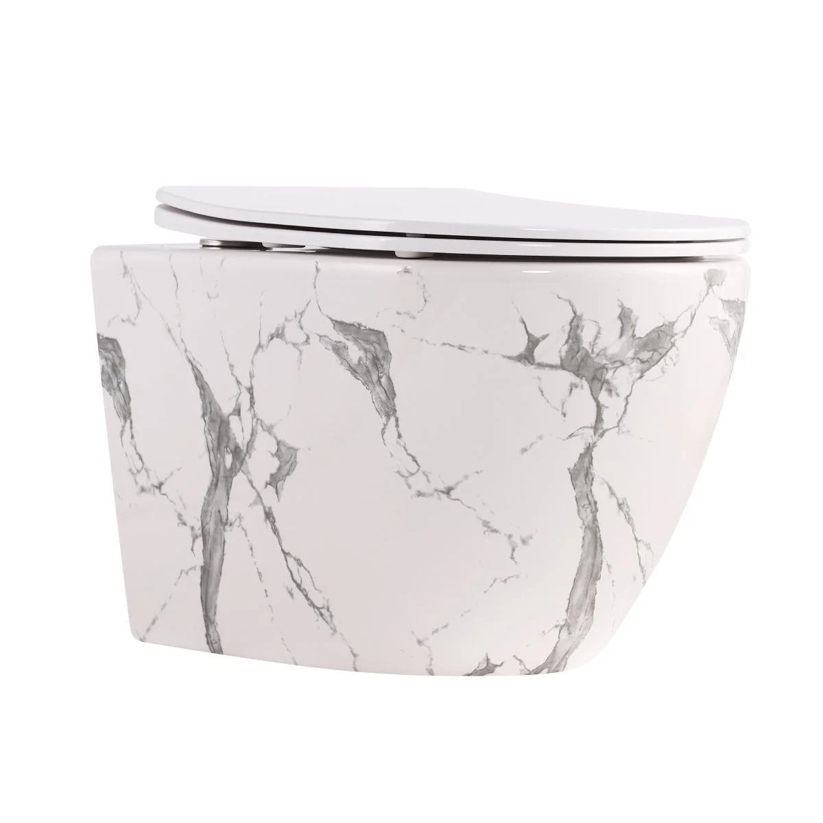 Унітаз підвісний Qtap Robin Ultra Quiet 520×365×340 мм, Marble, з сидінням Slim Duroplast / Soft-close / Quick Release