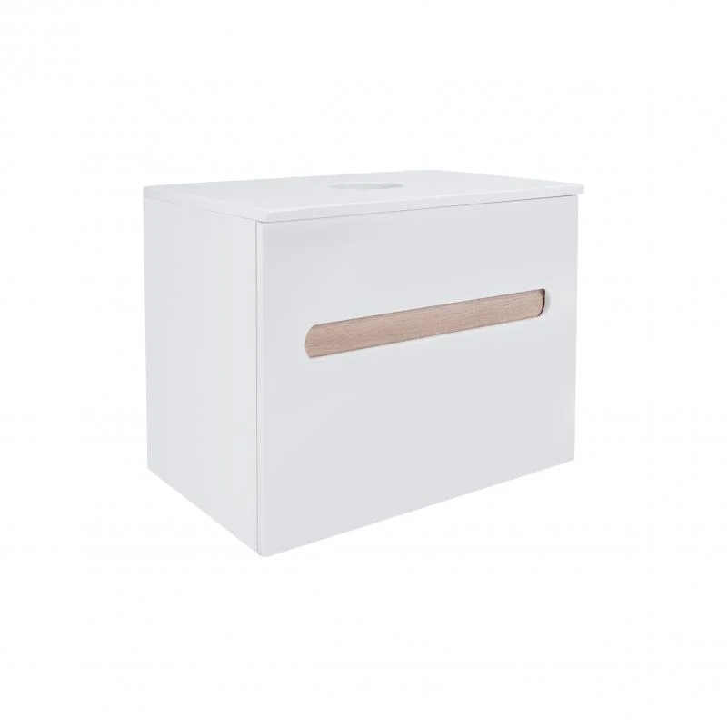 Тумба підвісна Qtap Virgo 600х476х469 White/Whitish oak зі стільницею