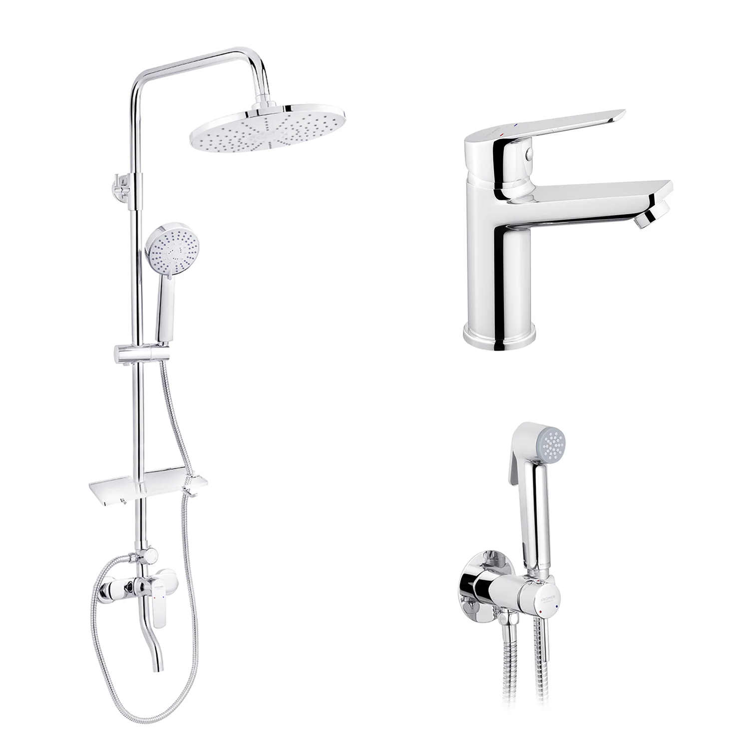 Набор 3 в 1 душова система Kroner Armada-C064K + змішувач Hagen-C010 + змішувач Bidet