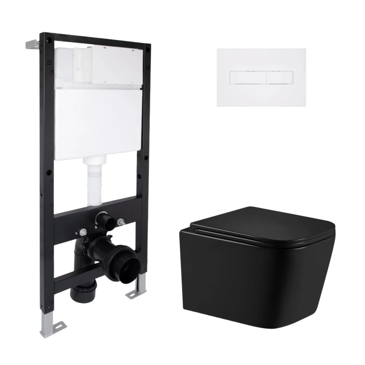Готове рішення Qtap для ванної кімнати: підвісний унітаз Crow Ultra Quiet 485x340x290 + комплект інсталяції Standard (лінійна клавіша White)