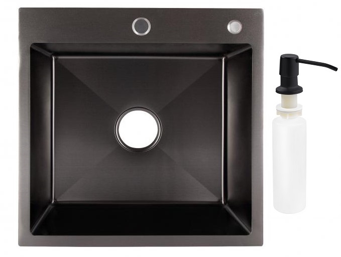 Кухонна мийка Lidz 50*50 Brush 3.0/1,0 (колір чорний)