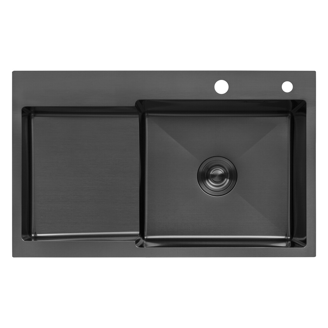 Кухонна мийка Kroner KRP Schwarze - 7848RHM PVD (3.0/1.0 мм) крило ліворуч