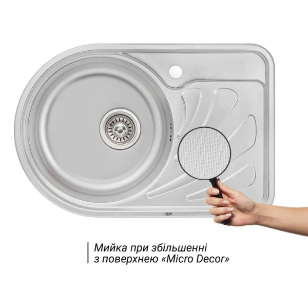 Фото Кухонна мийка Qtap 67*44L Micro Decor 0,8 мм