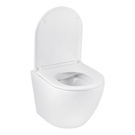 Унітаз підвісний безобідковий Kroner Harz WHI493736 RIMLESS з сидінням Slim Duroplast / Soft-close /