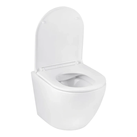 Унітаз підвісний безобідковий Kroner Harz WHI493736 RIMLESS з сидінням Slim Duroplast / Soft-close /