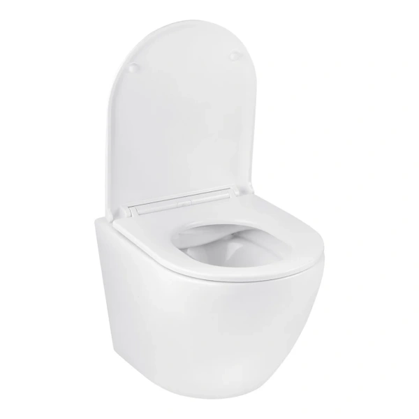 Унітаз підвісний безобідковий Kroner Harz WHI493736 RIMLESS з сидінням Slim Duroplast / Soft-close /