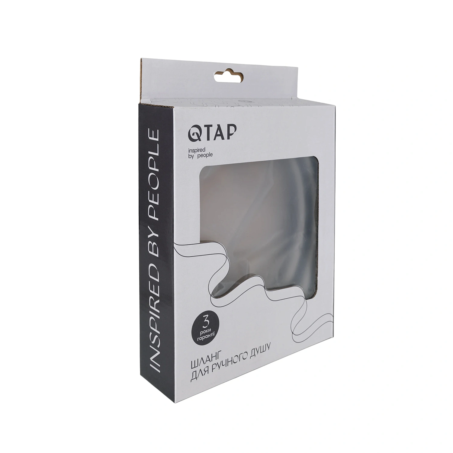 Шланг для ручного душу Qtap Hadice 1600 мм прямоугольний Black Matt