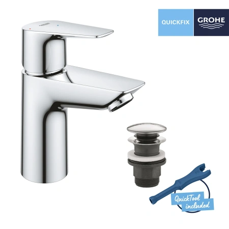 Фото Набір змішувачів Grohe Quickfix термостат для душу з душовим гарнітуром Precision Flow THM та змішувач для раковини StartEdge S-Size