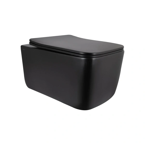 Унітаз підвісний Qtap Gemini Ultra Quiet 485×340×350 мм, Matt Black, з сидінням Slim Duroplast / Soft-close / Quick Release