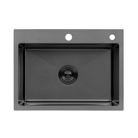 Фото Комплект кухонна мийка Kroner Schwarze-5843HM PVD + змішувач Edelstahl Klassisch-SCH035PVD + дозатор Spender-026