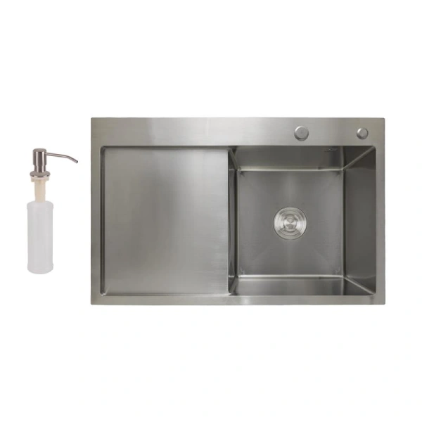 Кухонна мийка Lidz 78*49L крило ліворуч 3,0/1,0 мм Brushed Steel