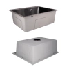 Фото Кухонна мийка Lidz 60*50 Brush 3.0/1,0 (у кольорі графіт) + Дозатор + Кошик