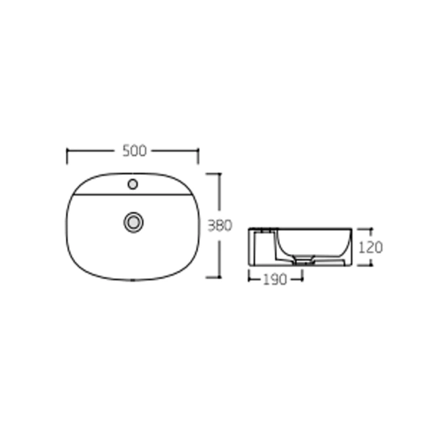 Раковина накладна овальна 500x380x120 мм, у чорному кольорі Qtap Scorpio