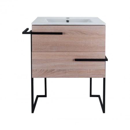 Комплект Qtap Taurus 600х800х437 Whitish oak тумба для пола + раковина врізна