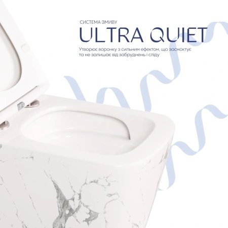 Унітаз підвісний Qtap Tern Ultra Quiet 520×345×325 мм, Marble, з сидінням Slim Duroplast / Soft-close / Quick Release