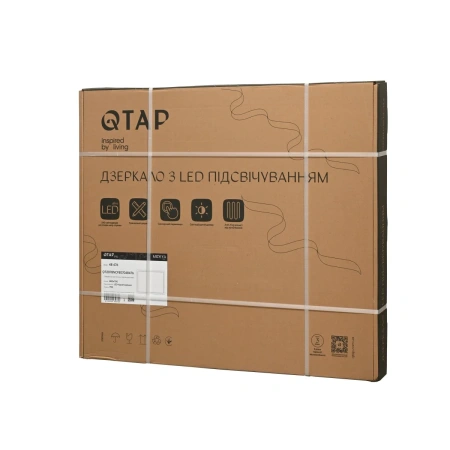Дзеркало Qtap Mideya (MI2) 800х700 з LED-підсвічуванням Touch, з антизапотіванням, з димером, рег. яскравості