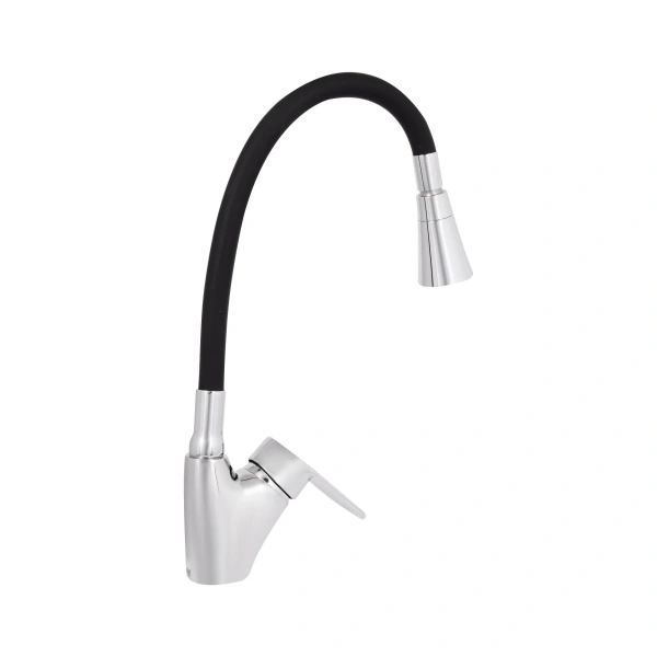 Фото Змішувач для кухні Lidz Tani 007F3 з гнучким виливом (k40) Chrome/Black