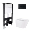 Готове рішення Qtap для ванної кімнати: підвісний унітаз Swan Rimless 520x360x320 + комплект інсталяції Standard (лінійна клавіша Black)