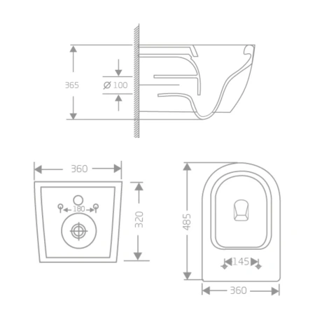 Унітаз підвісний Jay Rimless 485×360×320 мм, White, з сидінням Slim Duroplast/ Soft-close/ Quick Relase Qtap