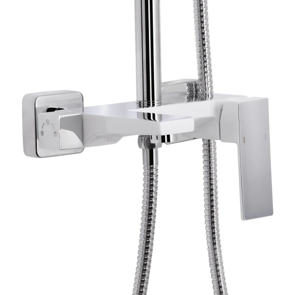 Душова система на три споживача (з виливом) хром-білий телескопічна 815-1200 мм Qtap Gemini