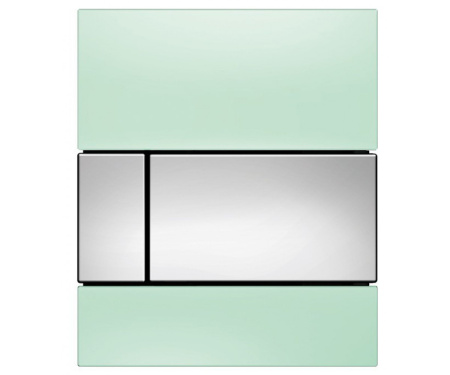 Панель змиву для пісуару з картриджем, зелене скло, хром глянцеві клавіші TECE square