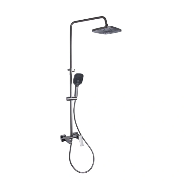 Душова система на три споживача (з виливом) збройна сталь, телескопічна 850-1200 мм Qtap Gemini