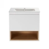Комплект Qtap Robin 600х580х437 White/Whitish oak тумба підвісна + раковина врізна