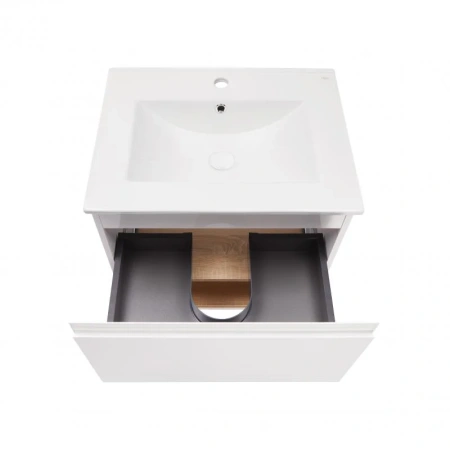 Комплект Qtap Robin 600х580х437 White/Whitish oak тумба підвісна + раковина врізна