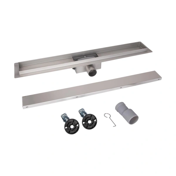 Трап для душу з сухим затвором під плитку 700мм Qtap (Нержавіюча сталь)