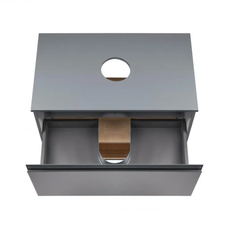 Тумба підвісна Qtap Robin 700х476х437 Graphite/Whitish oak зі стільницею